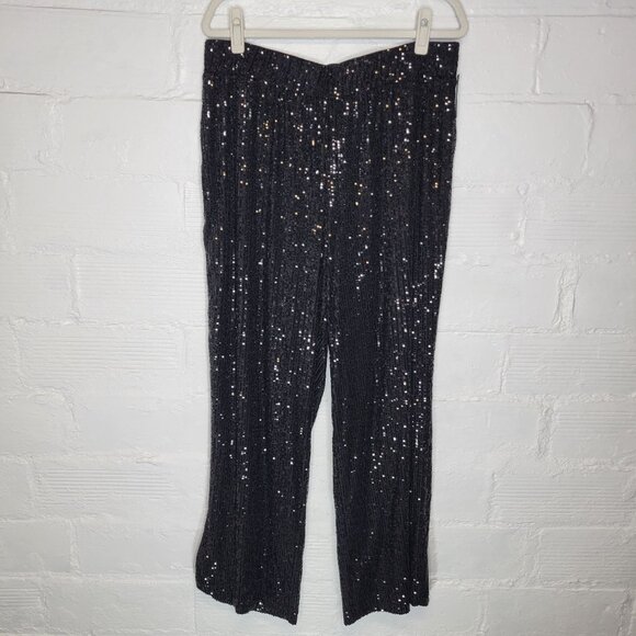 Maurices Pants - Maurices Women's XL Long Pants High Rise Wide Leg Black Sequins Lined